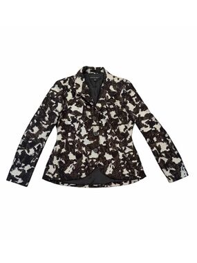 Lafayette 148 Blazer Wool Blend Black White Print 10
